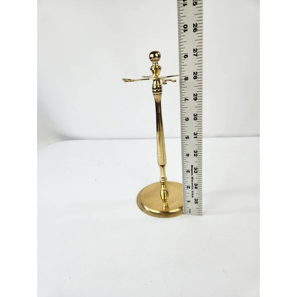 Vintage 5pc Brass Plated Bar Tool Set Stand Wine Opener Key Jigger Corkscrew MCM